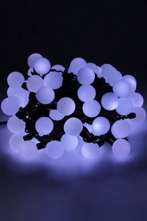 Светодиодная гирлянда Мультишарики 25 мм 100 холодных белых LED ламп 15 м, черный ПВХ, соединяемая, IP44, SNOWHOUSE