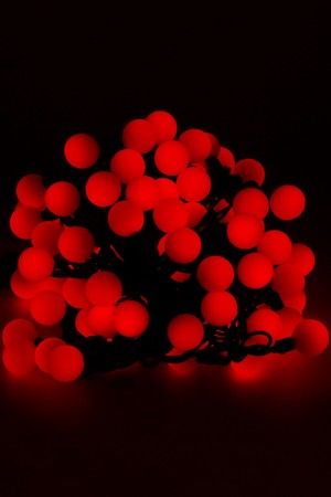 Светодиодная гирлянда Мультишарики 25 мм 70 красных LED ламп 10 м, черный ПВХ, соединяемая, IP44, SNOWHOUSE