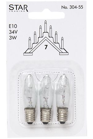 Набор запасных прозрачных ламп, для рождественских горок и светильников, 34 V, 3 штуки, STAR trading