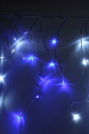 Электрогирлянда БАХРОМА (ICICLE PLAY LIGHT), 175 белых и синих LED-огней, 7.5х0.5+5 м, прозрачный провод, контроллер, таймер, уличная, Kaemingk (Lumineo)