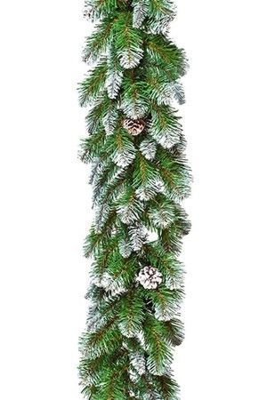 Хвойная гирлянда ИМПЕРАТРИЦА с шишками, заснеженная, хвоя - PVC, 270х30 см, Triumph Tree