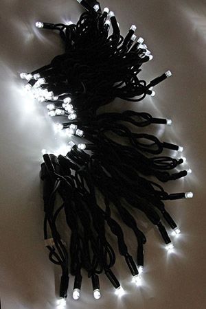 Электрогирлянда ТВИНКЛ ЛАЙТ BLINKING RUBI (мерцающая 100%) 75 холодных белых LED ламп, 10 м, коннектор, черный провод-каучук, уличная, LEGOLED