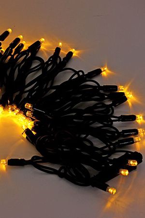 Электрогирлянда НИТЬ RUBI 120 желтых LED огней, уличная, 12 м, коннектор, черный провод резина+PVC, SNOWHOUSE