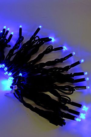 Электрогирлянда НИТЬ, 120 синий LED огней, 12+1.5 м, чёрный провод резина+PVC, коннектор, уличная, SNOWHOUSE