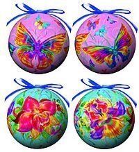 Набор ёлочных украшений шаров 'Бабочки-Цветы', 4х75 мм, Незабудка