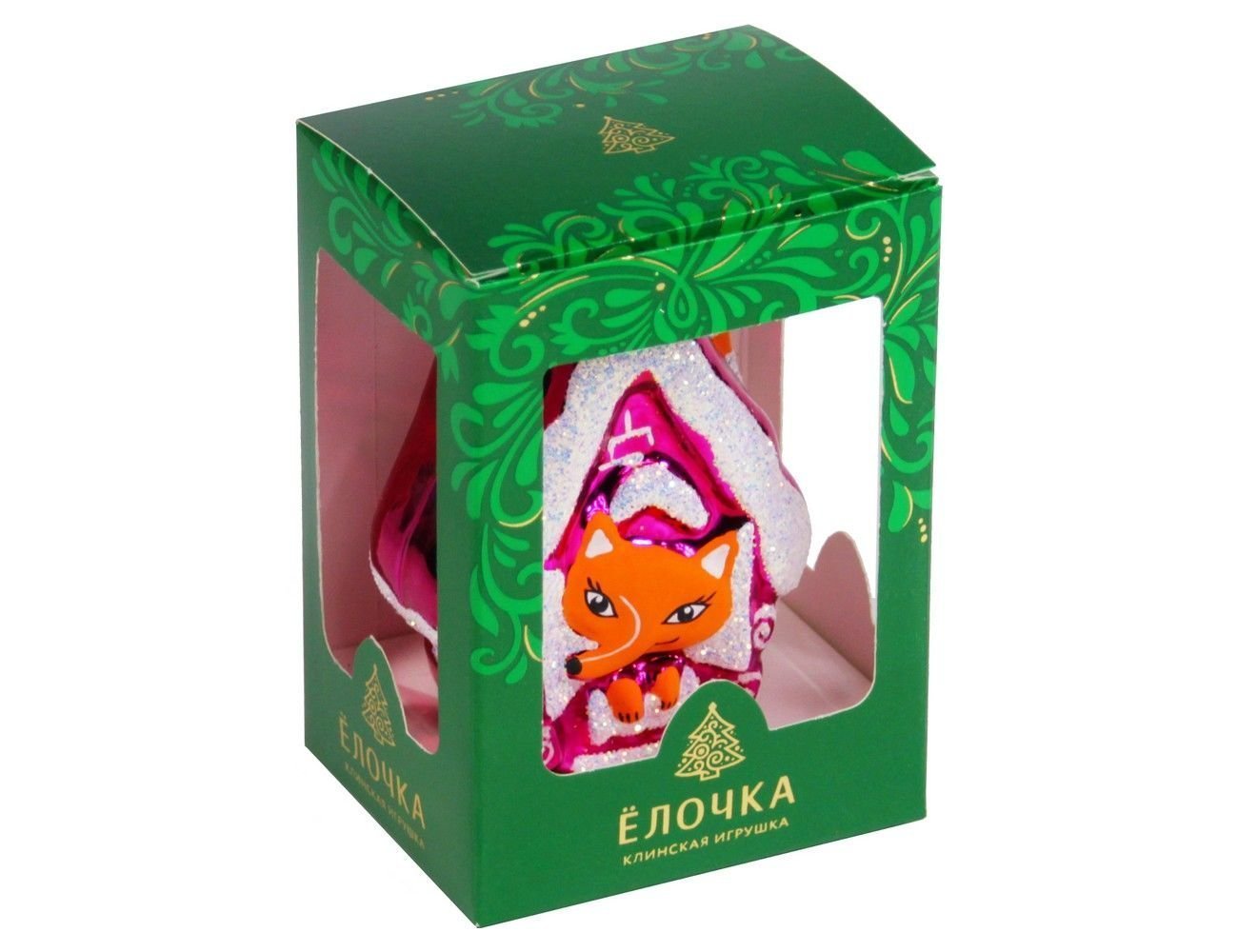 Елочная игрушка ДОМИК С ЛИСОЙ, бордовый, 85 мм, Елочка С 913-бордовый ...