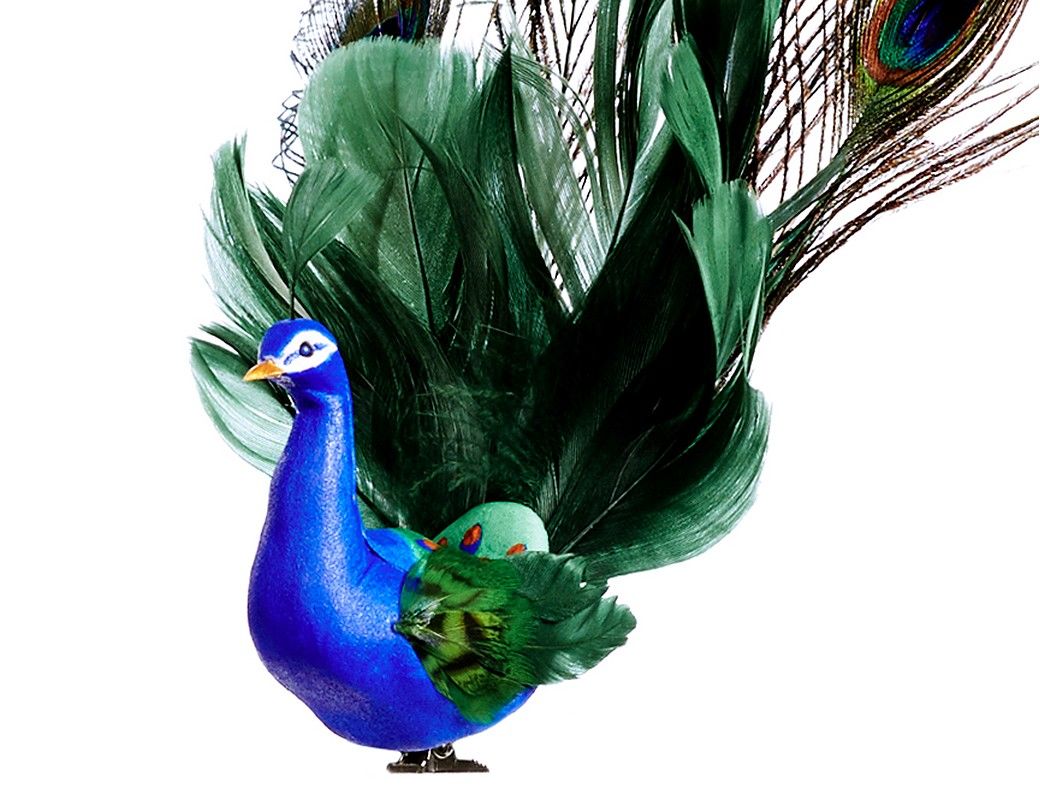 Елочная игрушка ГОРДЫЙ ПАВЛИН на клипсе, перо, 26 см, Goodwill MC40128 ...